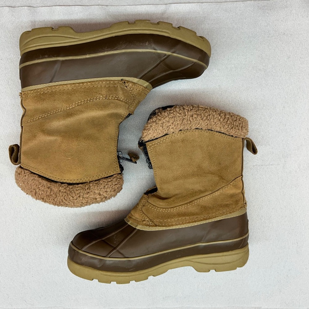 Totes Brighton Mens Brown Tan Leather Duck Boots Winter Snow Shoes Size 8M